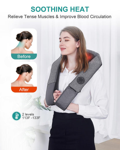 Nekteck Shiatsu Neck and Back Massager with Soothing Heat, Shoulder Massager for Pain Relief Deep Tissue, Electric 3D Kneading Massage Tools for Leg Body Muscle, Corded Power, Gifts for Him Her