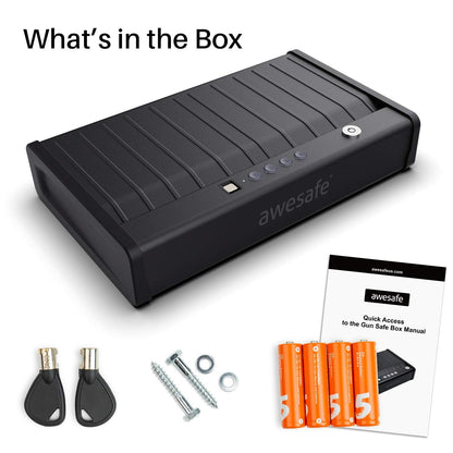 awesafe Upgraded Size Gun Safe with Fingerprint Biometric, Keypad Password and Key Lock for Two Handgun Capacity