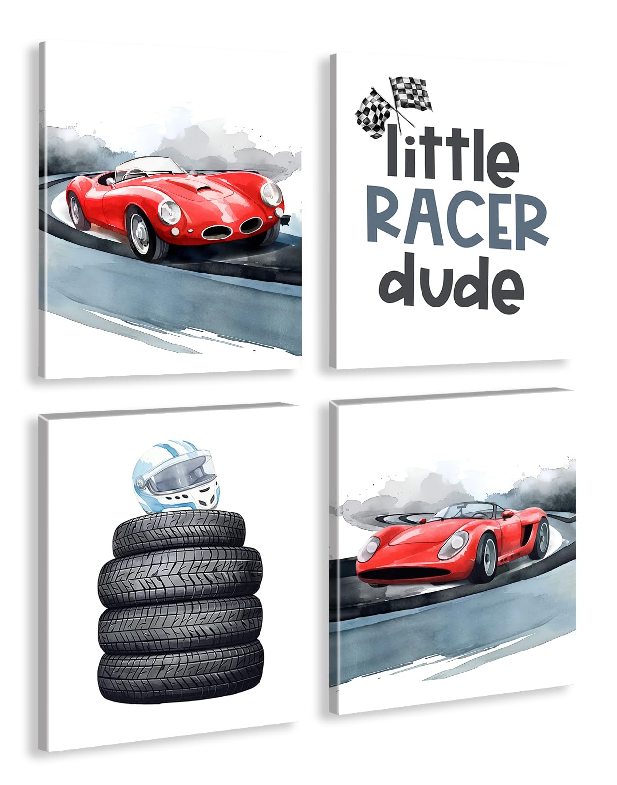 Modern Car Posters Classic Supercar Wall Art Prints, Cool Racing Ferrari Lamborghini McLaren Pagani Canvas Posters for Man Cave Boys Room Wall Decor, Sports Car Art Prints, Set of 4 (8"x10" Unframed)