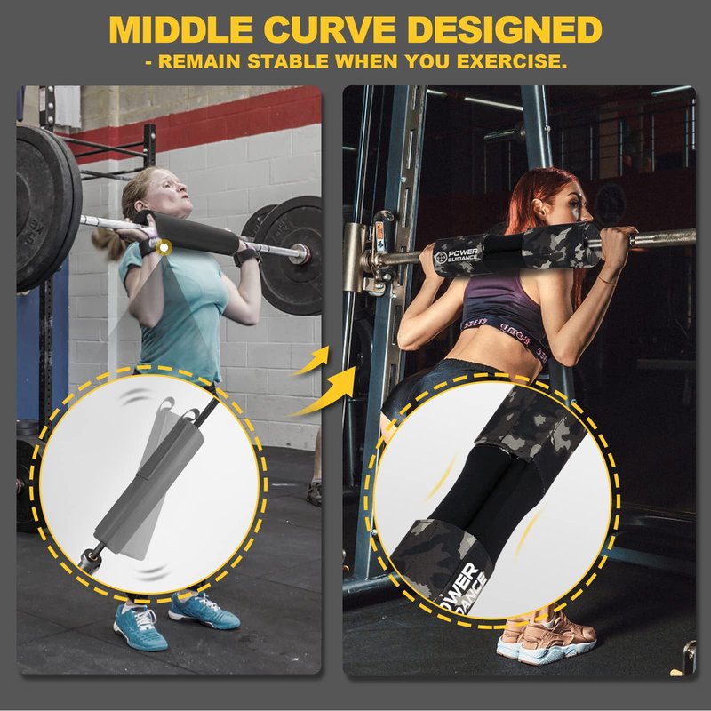 POWER GUIDANCE Barbell Squat Pad - Neck & Shoulder Protective Pad Anti-Skid Points for Squats, Lunges, Hip Thrusts, Weightlifting - Fit Standard and Olympic Bars, Camouflage
