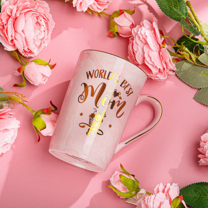 Best Friend Birthday Gifts for Women, Friendship Gifts for Women, Unique Birthday Valentines Day Gift Ideas for Her, Friends Female, Besties, BFF Ceramic Marble Coffee Mug Gift Box Printed Gold 14 oz