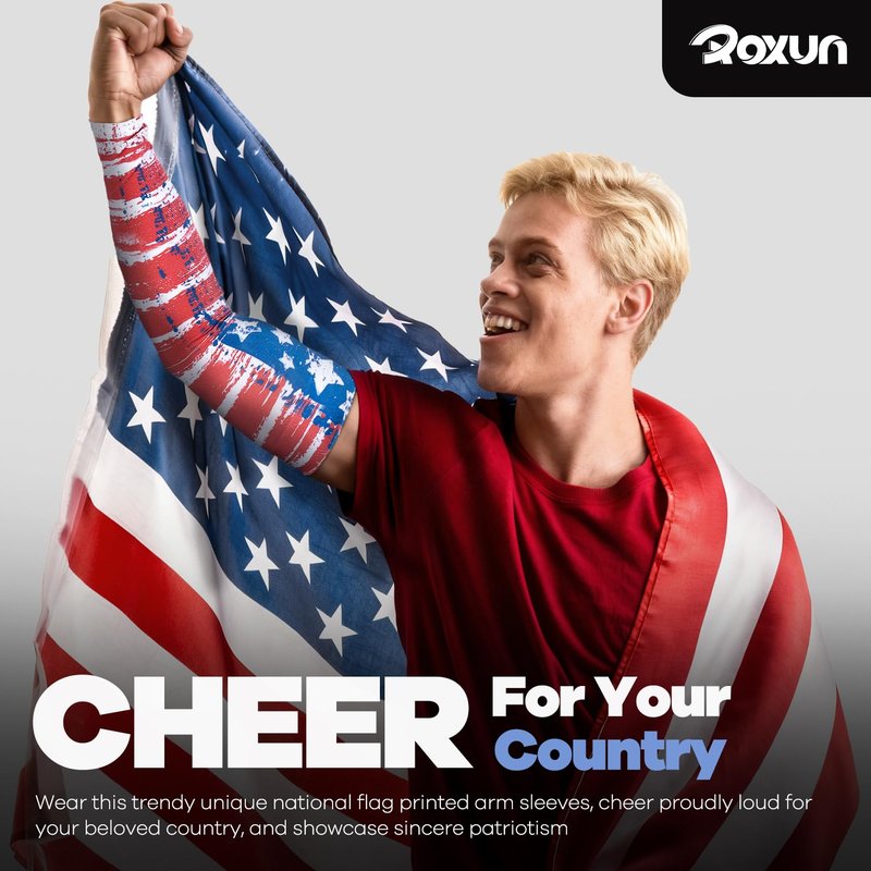 ROXUN 2 Pairs Flag Arm Sleeves Cooling UV Protection for Men Women Soccer Football Sports France Flag