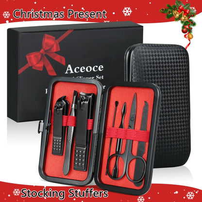 Manicure set Men Personal Care Tools Accessories Finger and Toe Nail Clippers Kit Professional Manicure Pedicure Kit With Travel Case Nail Grooming Kit Present for Men Women Stocking Stuffers