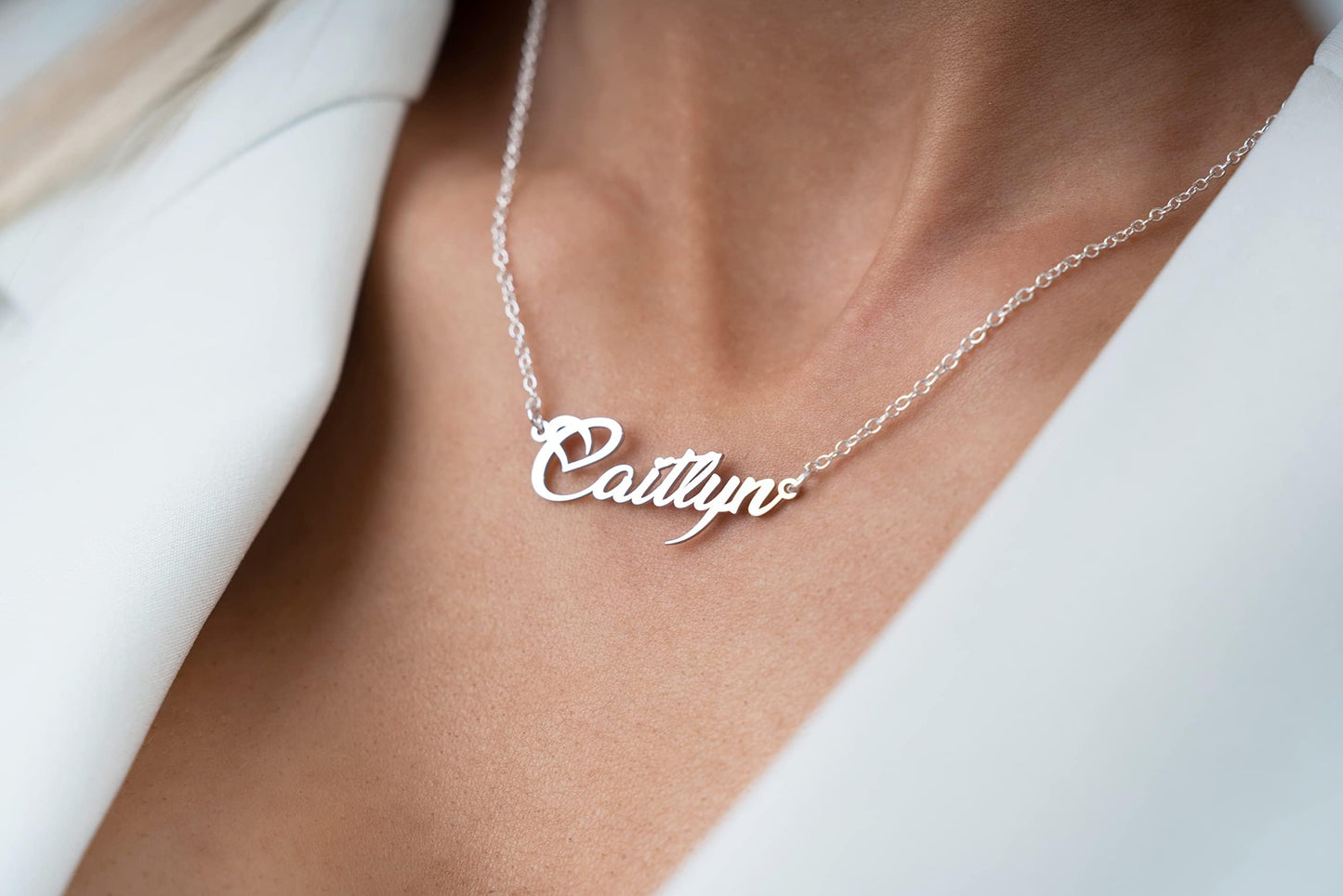 ZNA Jewels Personalised Name Necklace for Women - Customised Sterling Silver Dainty Heart Pendant, Elegant Jewellery Ideal for Birthday, Gifts for Women, Girls & Teens (925 Sterling Silver)