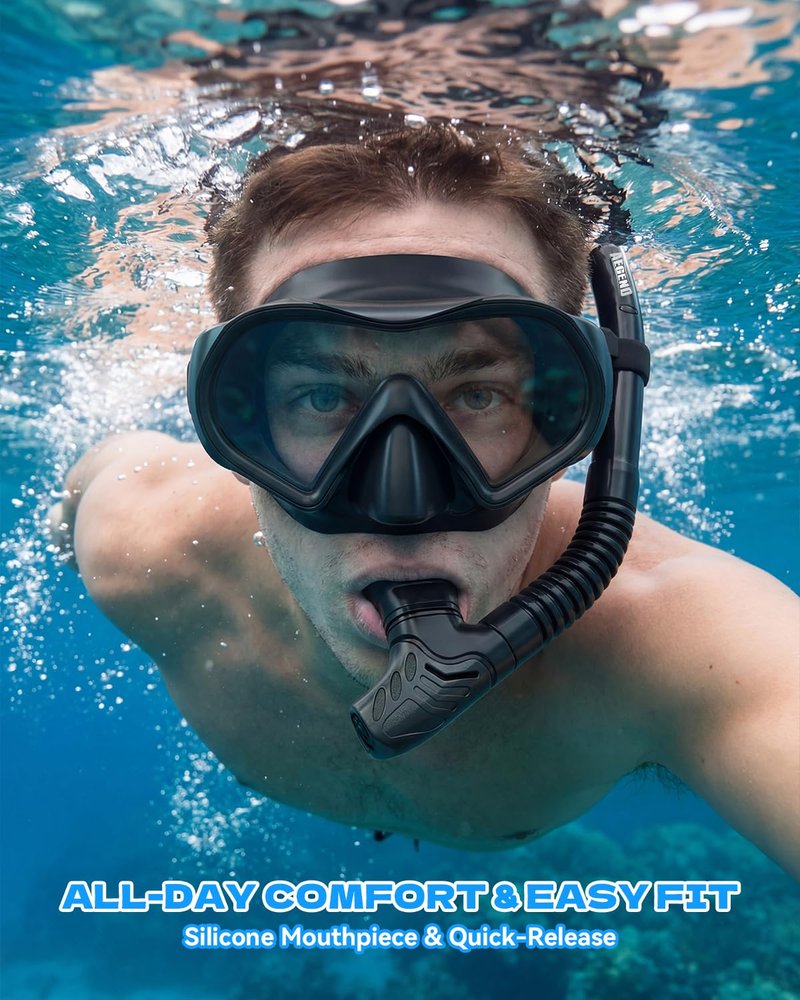 Aegend Diving Dry Snorkel for Adult & Youth - Foldable Snorkeling Gear with Top Dry Valve, Perfect for Snorkeling, Freediving, Swimming and Scuba Diving (Cyan & Rose Red)