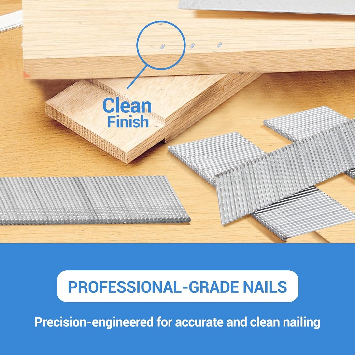 meite 16 Gauge 20 Degree Angled Finish Nails 2-1/2 Inch Leg Galvanized No-rust Finishing Nails for Finish Nailer Gun - Cabinet Crown Baseboard 4,000PCS