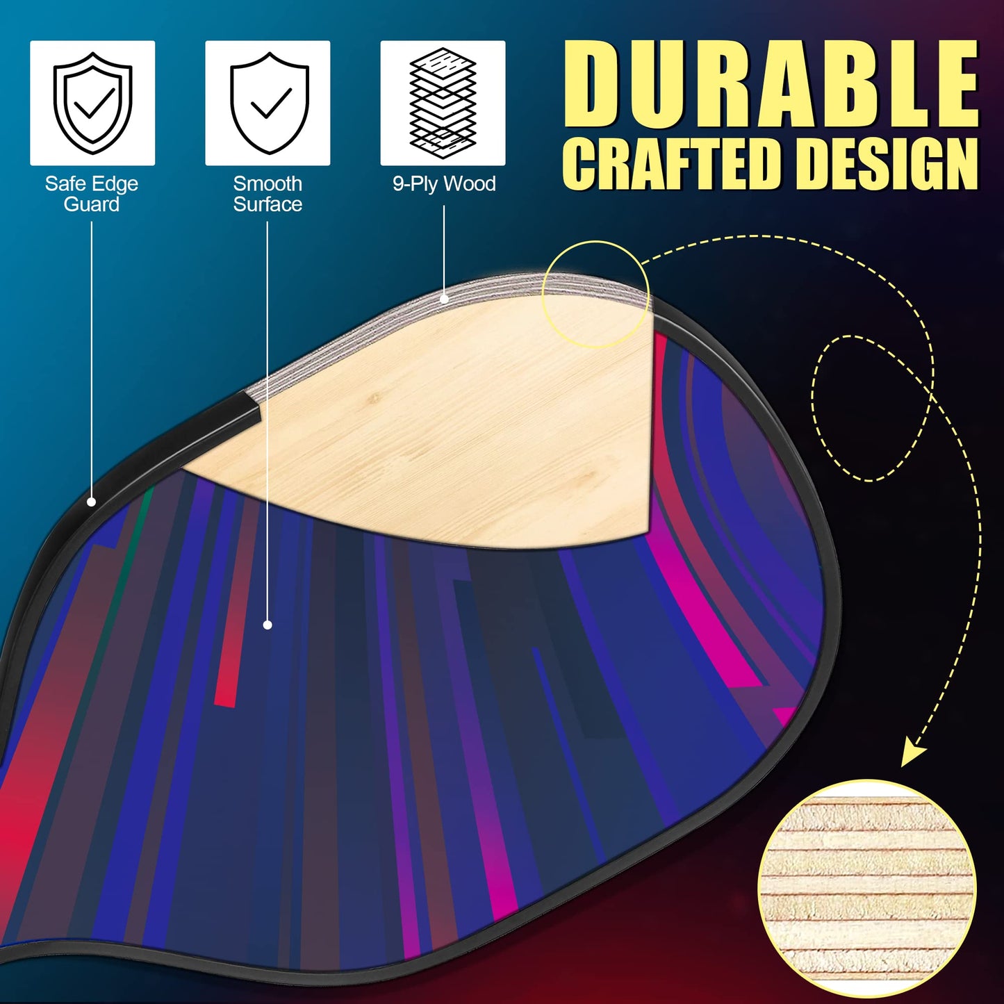 DULCE DOM Pickleball Paddles Set of 4, USAPA Approved Pickleball Paddles Rackets Set, 4 Lightweight Paddles with 4 Pickle Balls and Portable Bag for Beginners Indoor Outdoor Sports