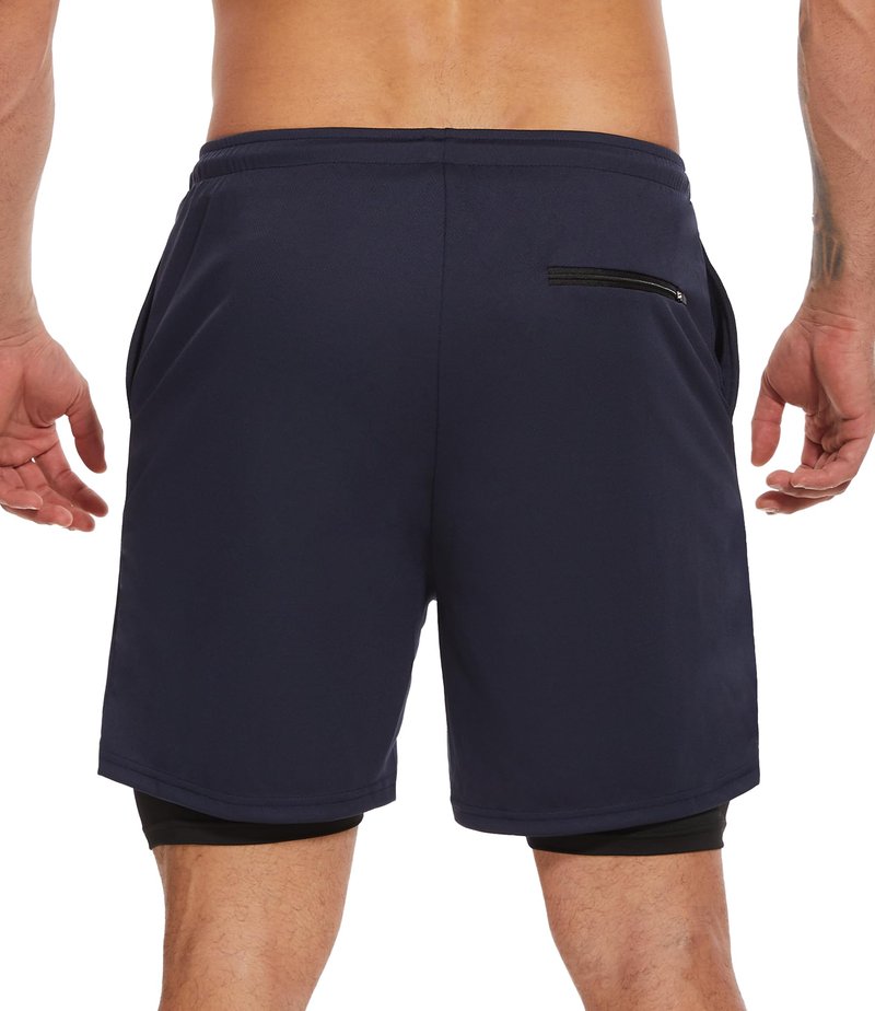 Kinglaman 4 Pack Mens 2 in 1 Running Workout Shorts with Liner, Gym Athletic Quick Dry Sport Shorts with Pockets 2 Black 1 Blue 1 Gray Medium