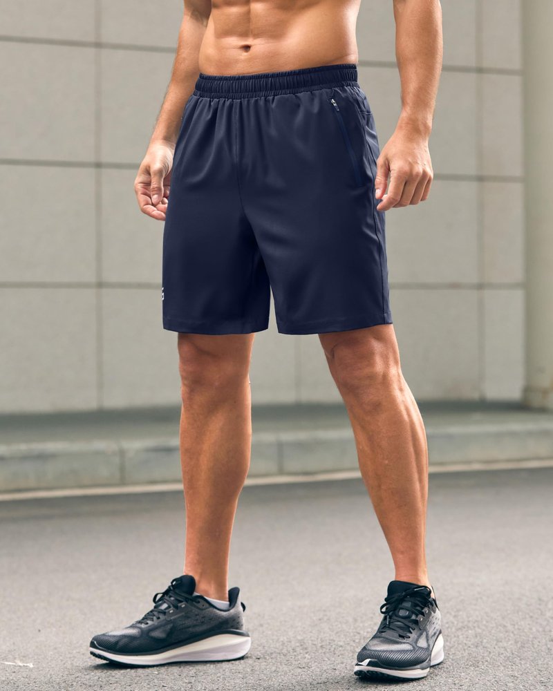Men's Athletic Running Shorts with Zipper Pockets Quick Dry 7"/ 5"/ 9" Workout Gym Shorts for Basketball Hiking(Navy,7XS)