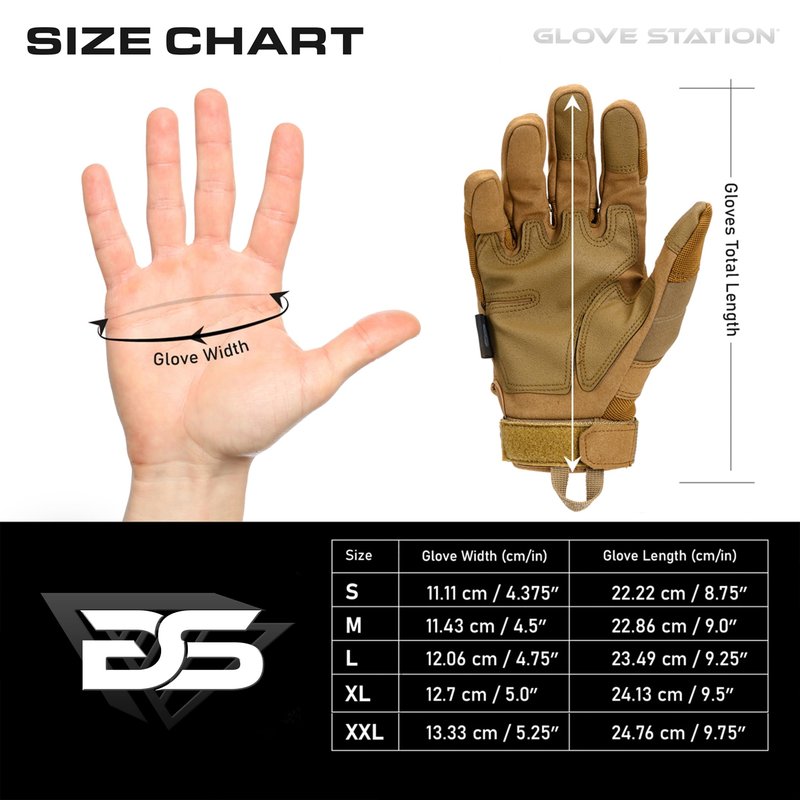 Glove Station Gloves for Men – Touchscreen Utility Gear with Hard Knuckle Protection Used in Motorcycle, Airsoft, & Outdoor Work Tan - Hard Knuckle Small