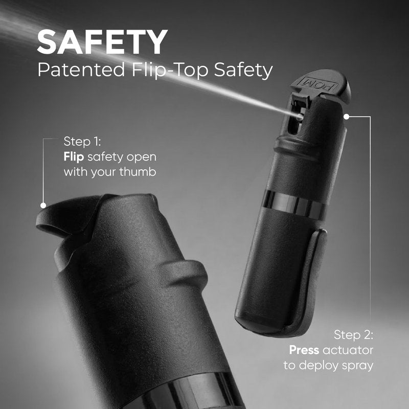 POM Pepper Spray & Personal Alarm Safety Kit – OC Self Defense Keychain Spray & Loud Emergency Alarm for Campus Safety, Women & Students (Pocket Clip Model, Black X Pink)