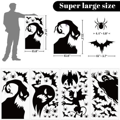Hidreas Large Halloween Window Clings Stickers, Halloween Window Decorations Halloween Window Silhouette for Windows Glass Walls