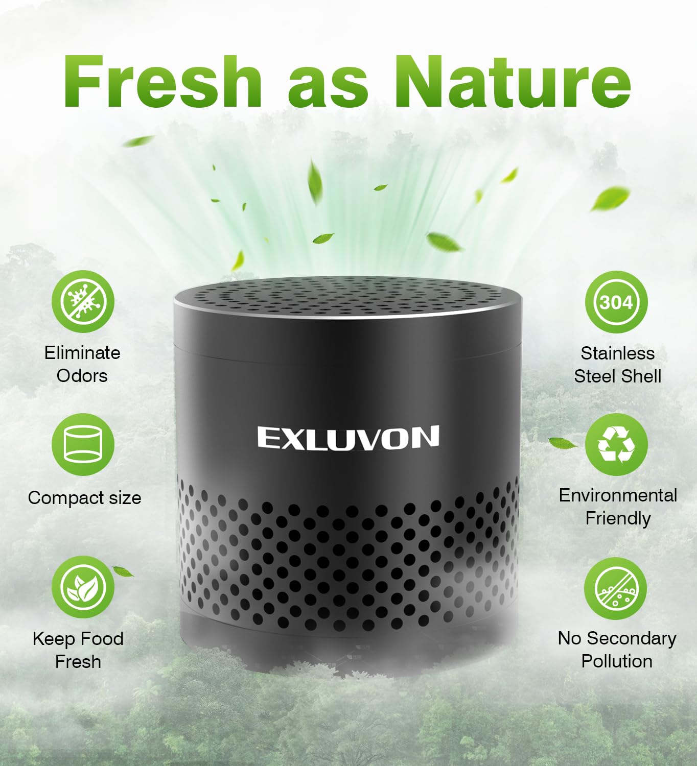 Exluvon Refrigerator Deodorizer, Fridge Odor Eliminator Lasts for 10 Years, Household Essentials Travel Size Air Purifiers, More Effective Than Baking Soda and Bamboo Charcoal Air Purifying Bag, Black