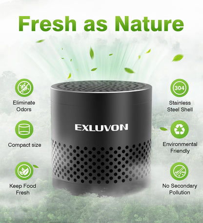 Exluvon Refrigerator Deodorizer, Fridge Odor Eliminator Lasts for 10 Years, Household Essentials Travel Size Air Purifiers, More Effective Than Baking Soda and Bamboo Charcoal Air Purifying Bag, Black