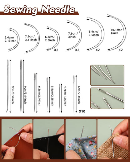 BAGERLA Heavy Duty Sewing Kit, 48pcs Needle and Thread Kit with Upholstery Thread Needles Sewing Awl Seam Ripper, Upholstery Repair Sewing Kit for Car Seats Carpets Shoes Backpacks DIY Crafting