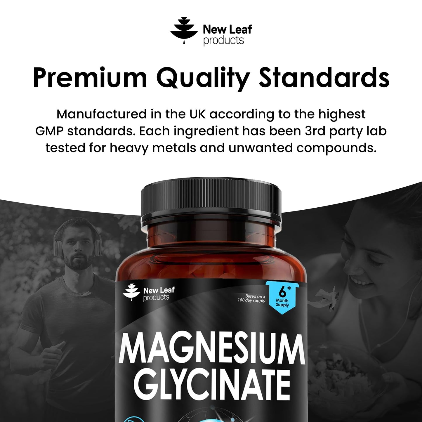 Magnesium Glycinate - 360 High Strength Capsules Pure Magnesium - 1040mg of Magnesium Providing 208mg Elemental Magnesium Per Serving -Magnesium Supplements – Bones, Muscle Health, Vegan, UK Made