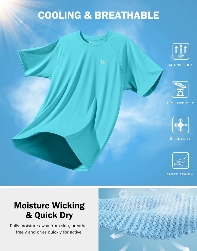 G Gradual Men's Athletic Workout T-Shirts Moisture Wicking Cooling Running Shirts Short Sleeve Performance Tee for Gym Tennis(Blue,XL)