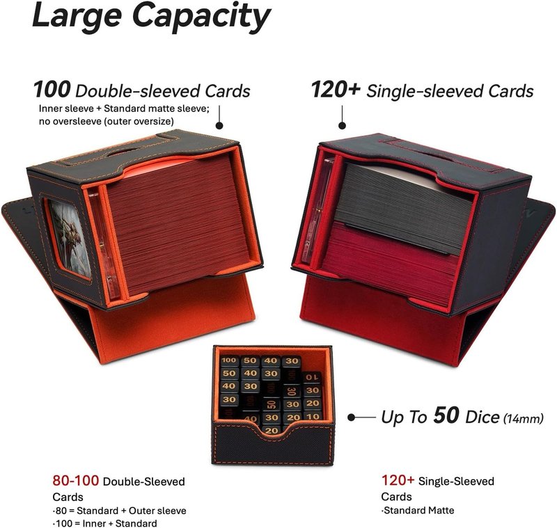Mage Tech MTG Commander Card Deck Box - Patented Design, Holds 100 Double-Sleeved Cards | Blue/Yellow