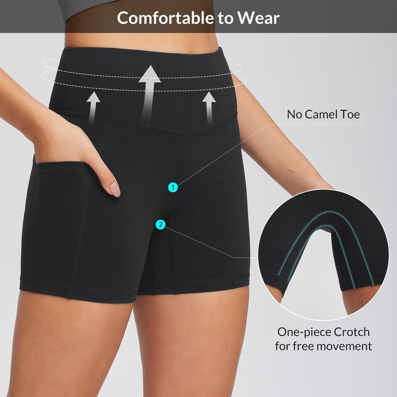baleaf Sweatleaf Women's Workout Shorts Light Compression High Waisted Yoga Spandex Volleyball Biker Shorts 3 Pockets