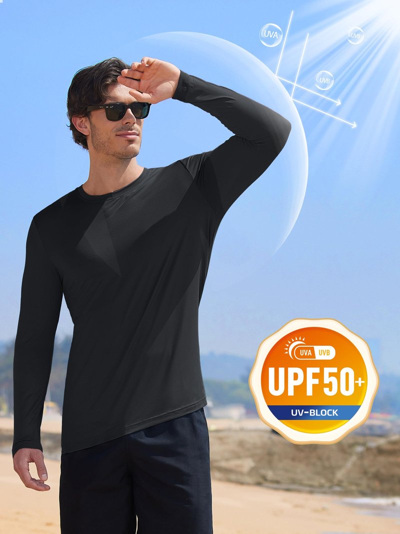 MAGCOMSEN Dry Fit T Shirts Shirts for Men Long Sleeve UPF 50 Summer Shirts UV Protection T Shirts Sun Blocking Rash Guard T Shirts Black M