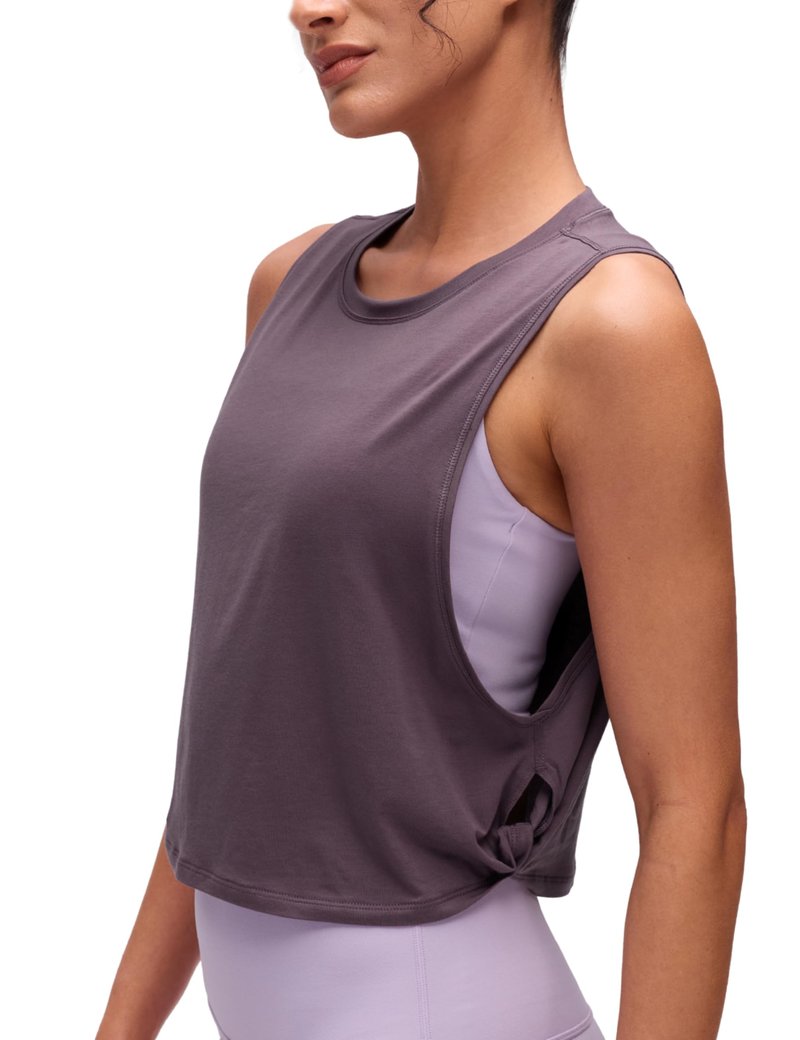 CRZ YOGA Pima Cotton Large Armhole Tank Tops for Women - Workout Sport Athletic Yoga Running Gym Loose Crop Sleeveless Shirts Purple Gray Large