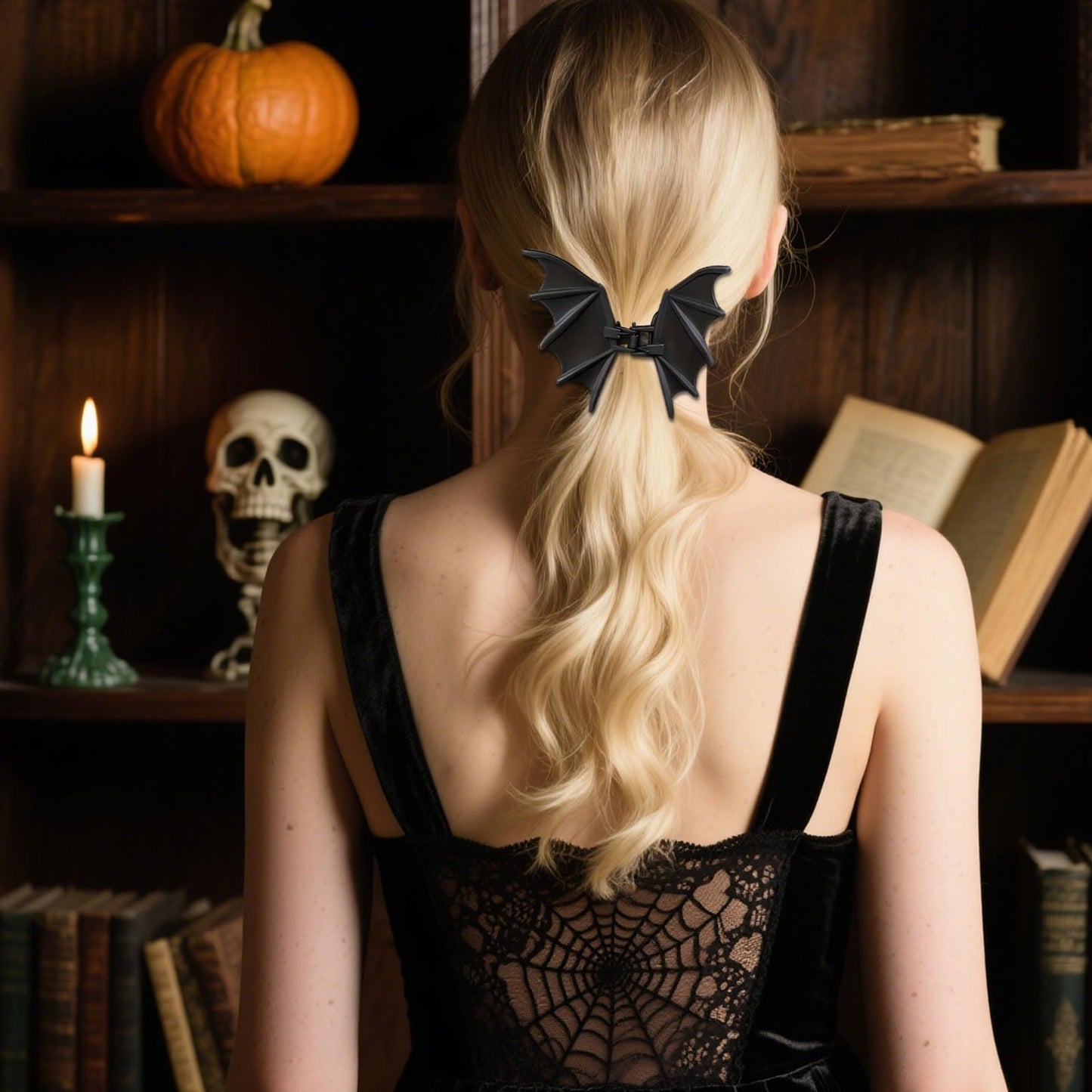 Halloween Bat Hair Clips for Women Girls, Black Y2K Punk Metal Gothic Bat Hair Clip for Halloween Hair Accessories Decorations