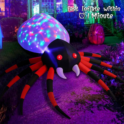GOOSH 8 FT Width Halloween Inflatables Spider - Blow Up Yard Decorations with Magic Light - Halloween Outdoor Inflatables for Yard Garden Lawn Decor