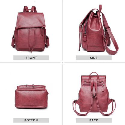 Everfunny Women Backpack Waterproof Anti-theft Lightweight PU Fashion Leather Shoulder Bag Travel Backpack