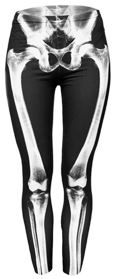 JINKAIJIA Women's Regular Size and Large Size Fashion Designs Digital 3D Printed Leggings (DDK006-1, Bones)