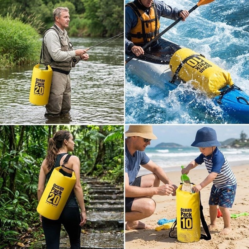 LTMGL Floating Waterproof Dry Bag 5L/10L/15L/20L, Roll Top Sack for Kayaking,Floating, Swimming, Camping, Hiking, Beach, Fishing, Diving Heavy Duty Straps (Multiple Colors Available) (YELLOW, 10L)