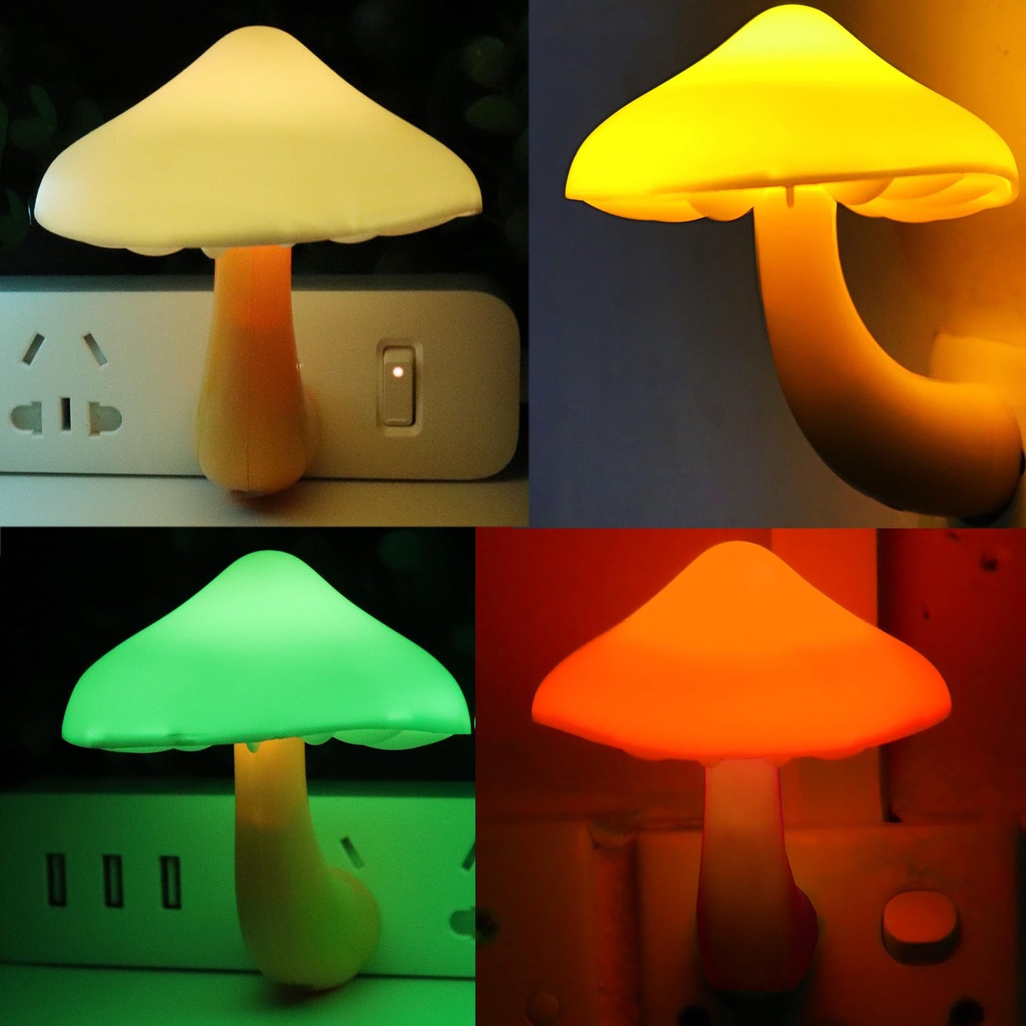 AUSAYE Sensor LED Night Light Plug in Wall Lamp, Energy Saving NightLight Cute Mushroom Night Lights for Adults Kids Bedroom,Bathroom,Toilet, Stairs, Kitchen,Hallway Corridor Warm White