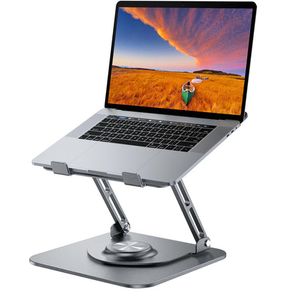 JOYEKY Laptop Stand for Desk, Adjustable Computer Stand with 360° Rotating Base, Ergonomic Laptop Riser for Collaborative Work, Foldable & Portable Laptop Stand, fits for All 10-16" Laptops