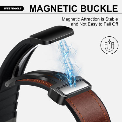 WestEagle Magnetic Leather Watch Band Compatible with Samsung Galaxy Watch Ultra 47mm (2024) Magnetic Buckle Design Adjustable Classic Wristbands Accessories Replacement Straps for Men and Women, A1