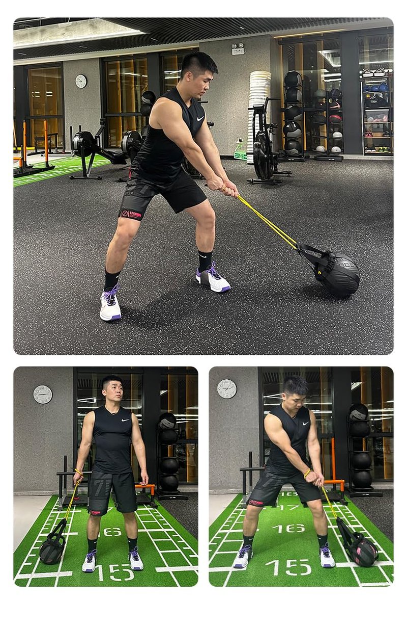 Medicine Ball Bag, Medicine Ball Rope, Rotation, Swinging, and Logging , Yellow Kettlebell Swinging, Russian Rotation, Counter Rotation Swinging, And Hammer Swinging (Excluding Medicine Balls)