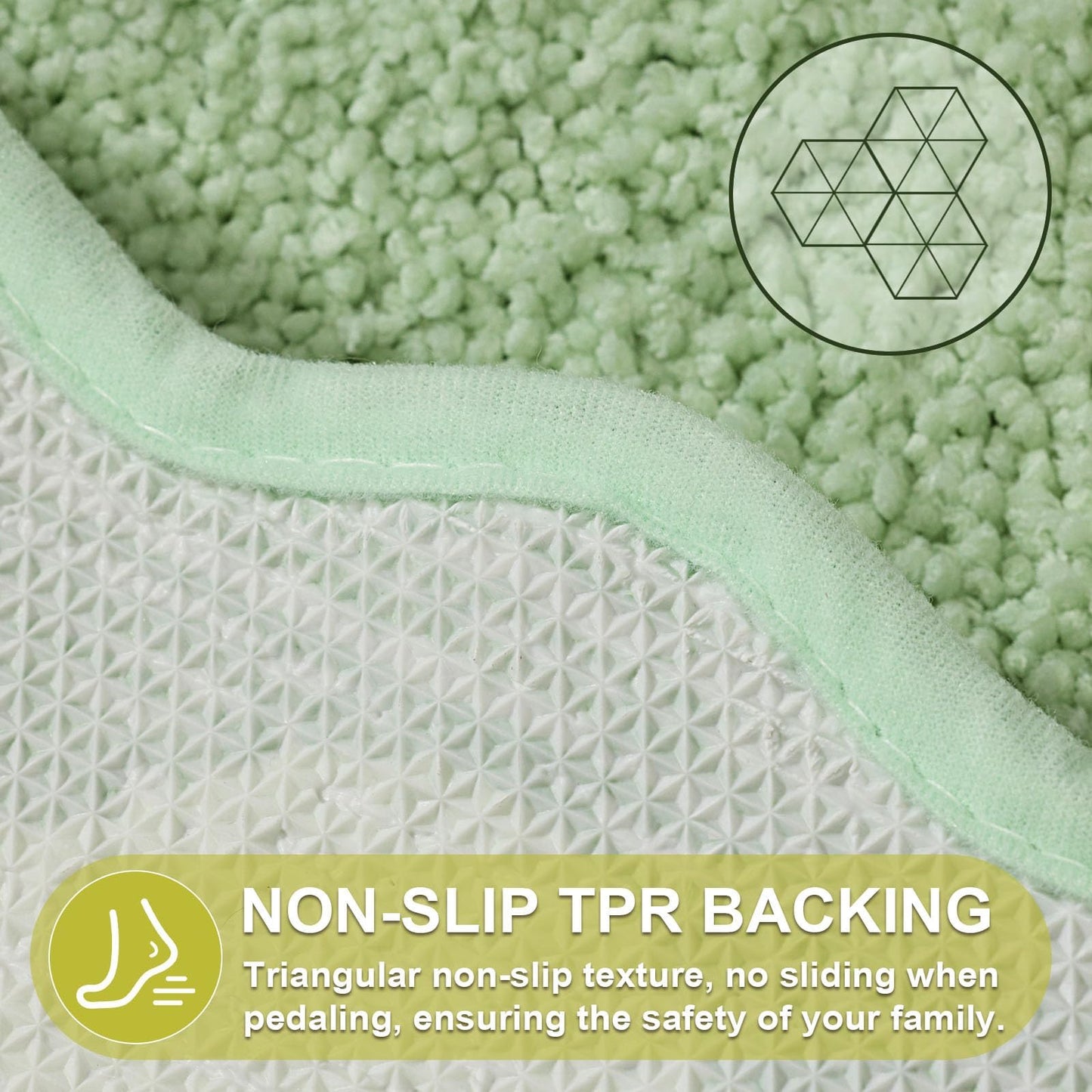 ORTIGIA Small Green Scalloped Bath Mat, Cute Plush Microfiber Scallop Bathroom Rugs Non Slip Washable Quick Dry Absorbent, Bathmat Carpet for Shower Stall Vanities Kitchen Floor Entrance, 17x24
