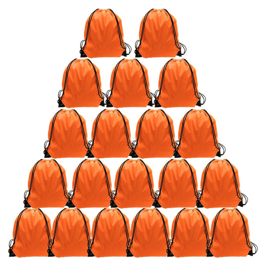 GoodtoU Drawstring Backpacks, Drawstring Nylon Bags Bulk Cinch Sack Drawstring Gym Bag for Sport, Traveling, Team (20Pcs, Orange)