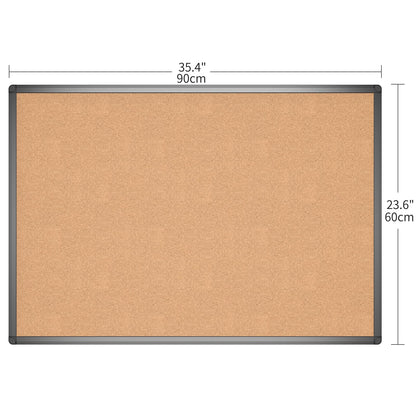 VIZ-PRO Cork Notice Board, 90 X 60 cm, Cork Bulletin Board with Black Aluminium Frame