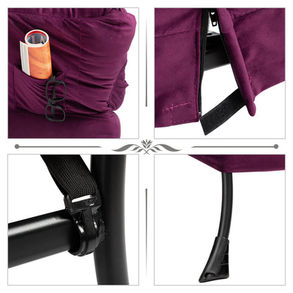 HollyHOME Lazy Chair with Armrest and Side Pocket, Comfy Accent Lounge Chair,Leisure Sofa Armchair for Living Room, Bedroom, Dorm, or Small Spaces, Oversized Reading Sofa Chair,Velvet Deep Purple