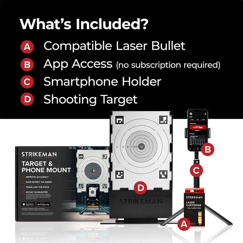 Strikeman 10mm Dry-Fire Laser Training System - Ideal for Pistol Target Shooting | Includes App Access, Cartridge & Holder