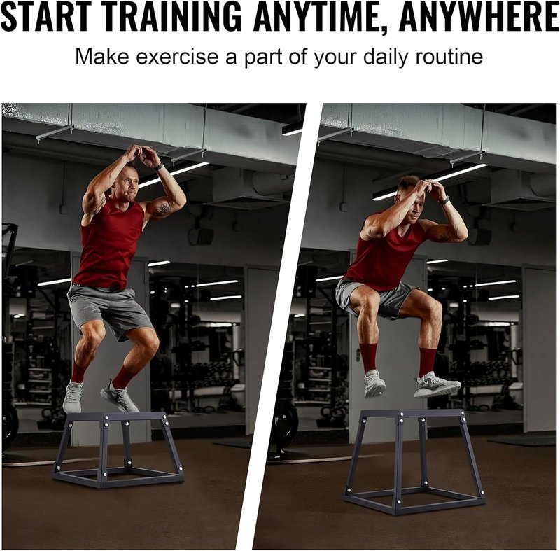 VEVOR Plyometric Jump Box - Steel Fitness Platform for Home Gym Training | Black