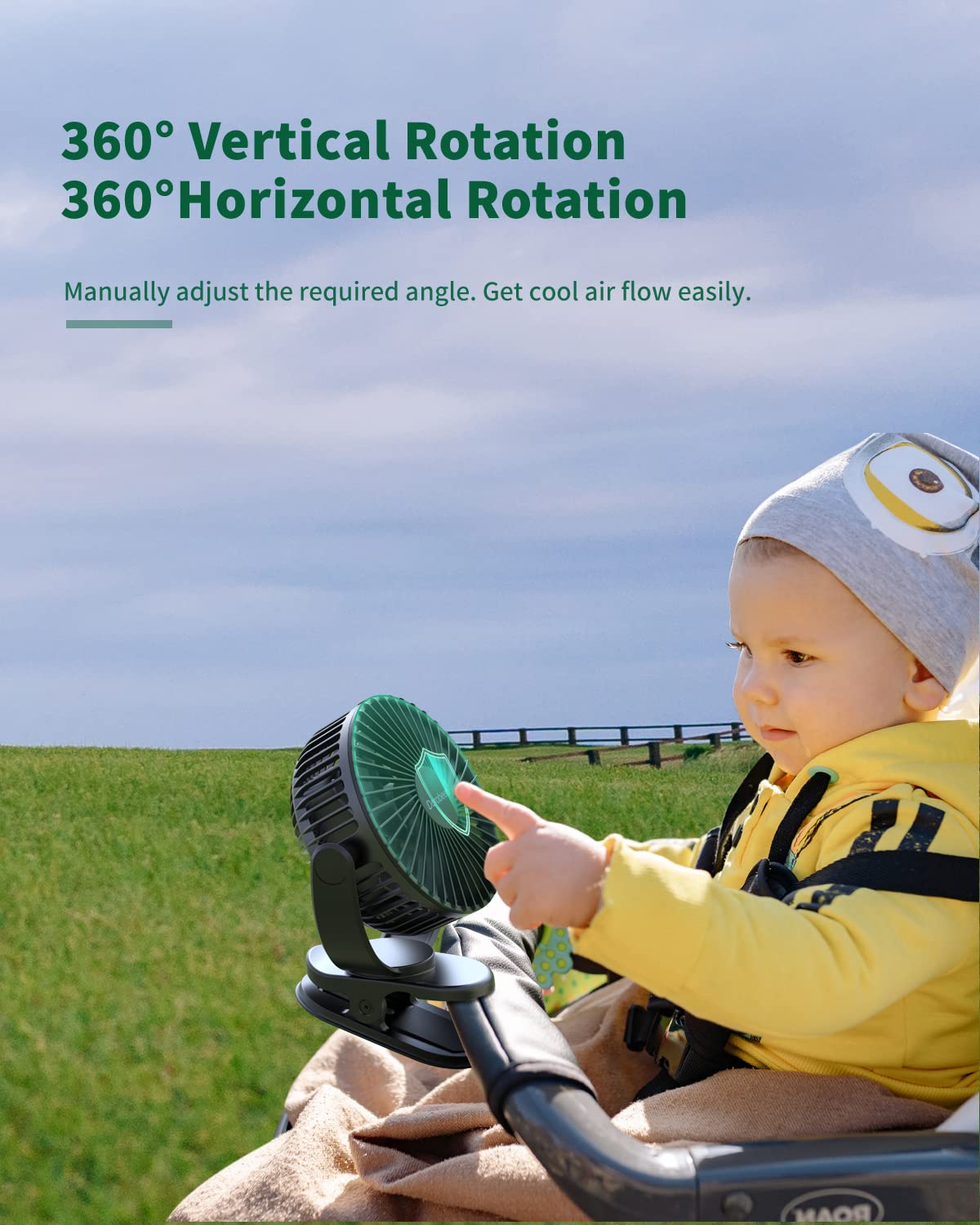 Dorobeen Portable Clip on Fan, Battery Powered, 3 Speed Quiet Rechargeable Mini Desk Fans, 360° Rotate for Home Office Stroller Camping Golf Cart (BLDC Motor)