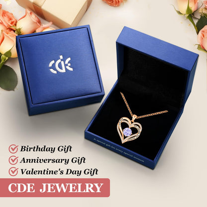 CDE Valentine's Day Gift Forever Love Heart Necklaces for Women, Wedding Anniversary, Birthday Mothers Christmas Day Gifts for Mom, Mother, Wife, S925 Silver Jewelry with Birthstone Pendant