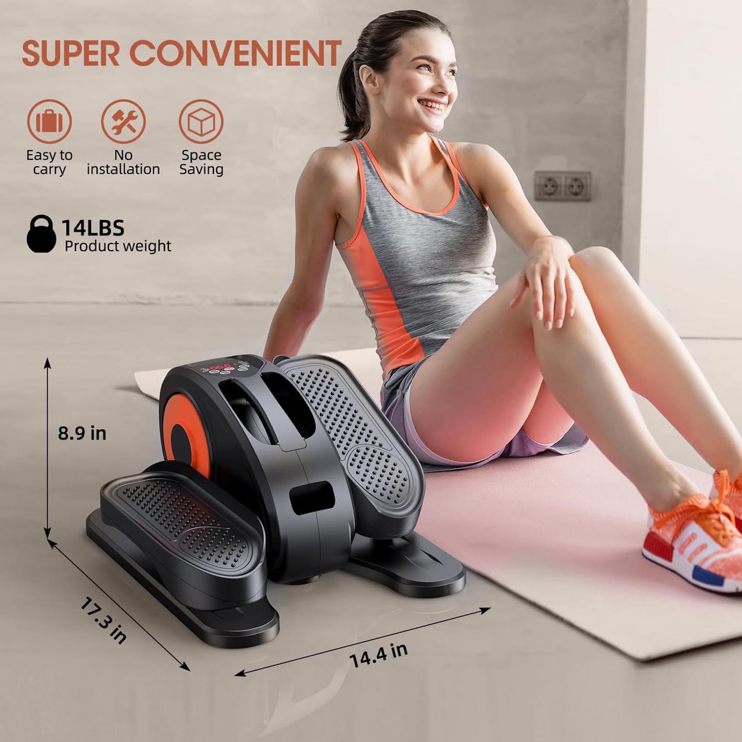 GUGTTR Under Desk Elliptical, Electric Seated Pedal Exerciser for Seniors with 12 Adjustable, Quiet & Compact Mini Ellipse Leg Exerciser with Display Monitor & Remote Control