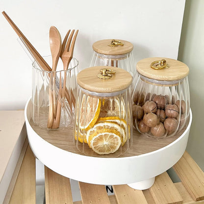 Galazzz Glass Jars with Bamboo Lids, 23 FL OZ Glass Containers with Airtight Lids for Storage, Large Candy Jars for Coffee Nuts Cookie, Decorative Glass Canister, 780ml Oval