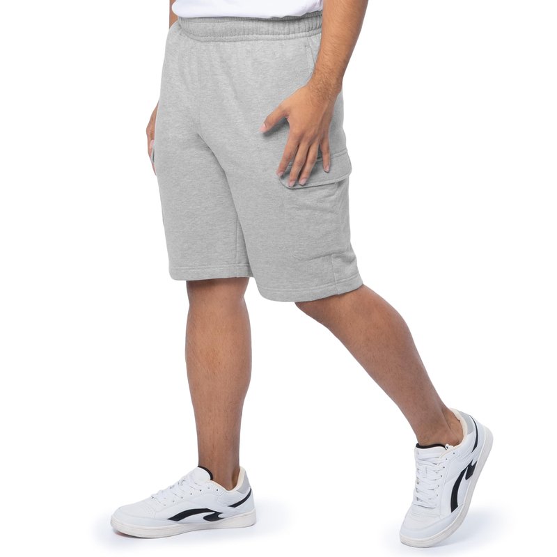 Fruit of the Loom Men’s Fleece Cargo Shorts, Light Grey Heather, Large