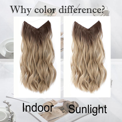 Ms TAj Halo Hair Extensions clip in hair extensions Natural Blonde with Dark Root 20 inch with Adjustable Size Removable Clips Invisible Secret Synthetic Hairpiece for Women