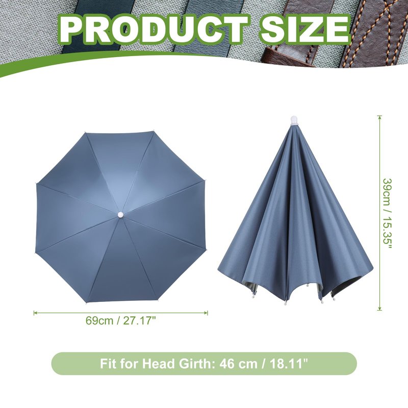 YELARXI Umbrella Hat, Fishing Hat Hands Free Waterproof Adjustable Sun Rain Cap Hat with Elastic Band Fit for Women Men Fishing Camping Gardening Beach Sunshade Outdoor(Mist Blue)