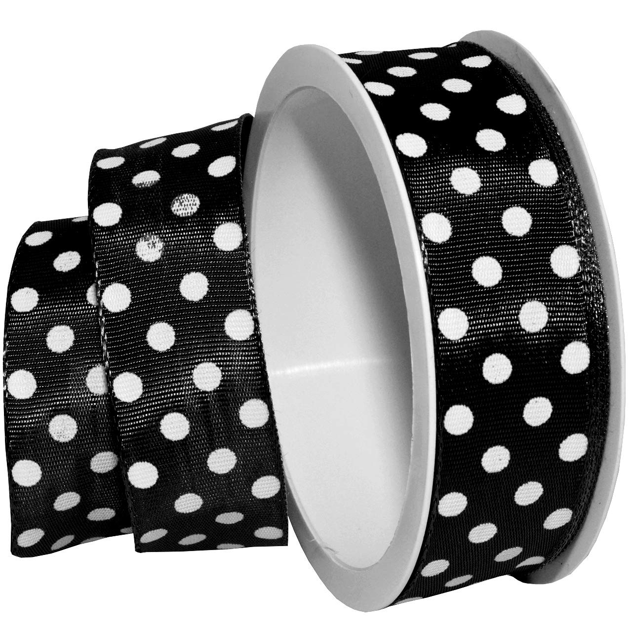 Morex Ribbon Polka Dot Grosgrain, 1 inch by 4 Yards, Black