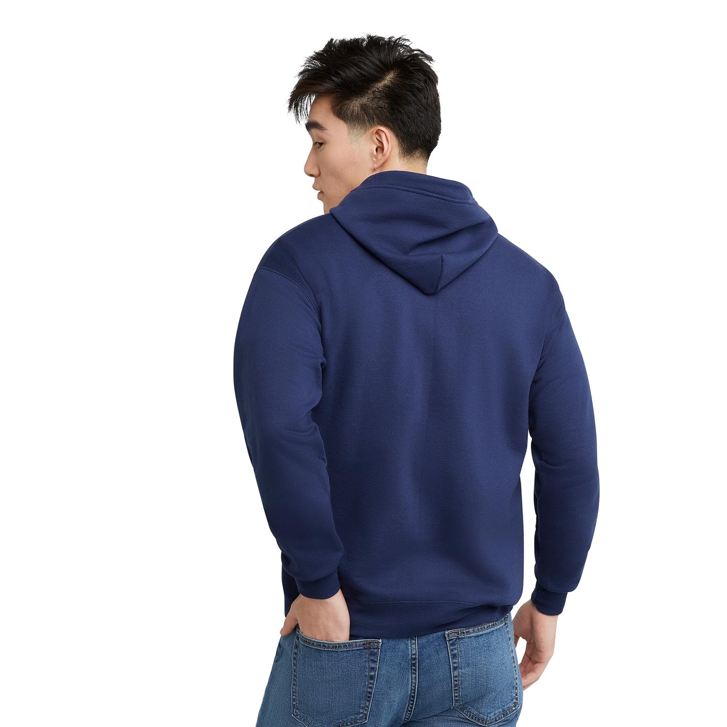 Hanes Mens Hoodie, Ecosmart Fleece Full-zip Zip-up Hooded Sweatshirt For Athletic-hoodies, Navy, Medium US
