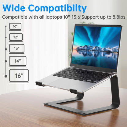 GleYo Laptop Stand for Desk Detachable Aluminum Computer Riser Portable Metal Notebook Holder Compatible with MacBook Air, Pro, Dell, HP, Lenovo and All 10-16" Laptops, Black
